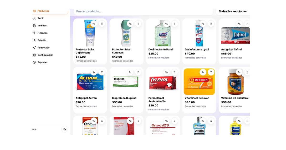Menú en Raudo Comercios